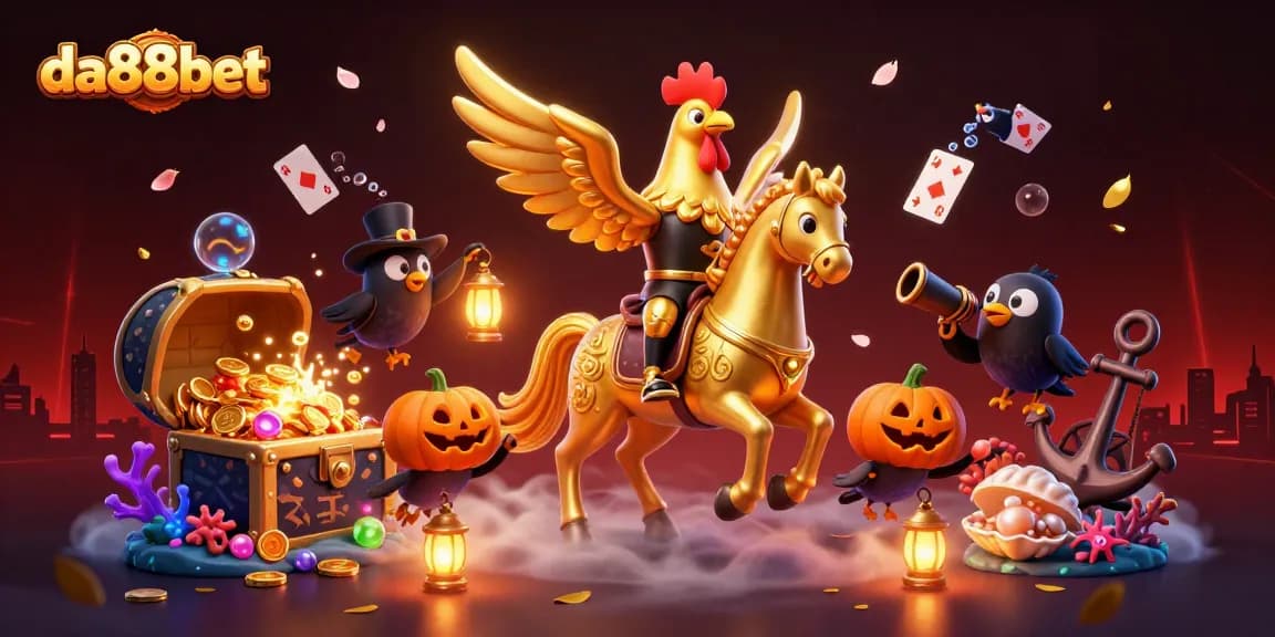 Experience winning jackpots with da88bet in a vibrant 3D casino scene featuring golden treasures and exciting game elements.