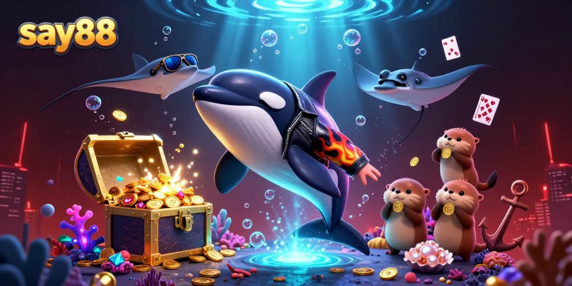 Say88 brings high-energy casino fun with vibrant characters and games in an underwater world.