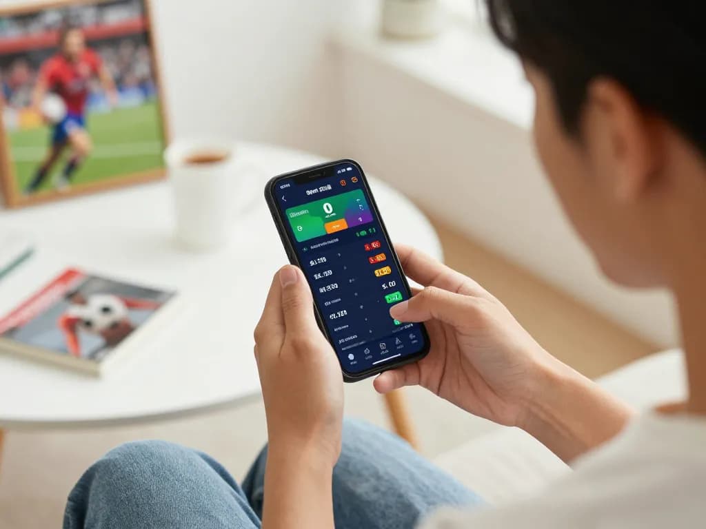 Engaged bettor using smartphone for live betting on five88az platform, highlighting mobile gambling experience