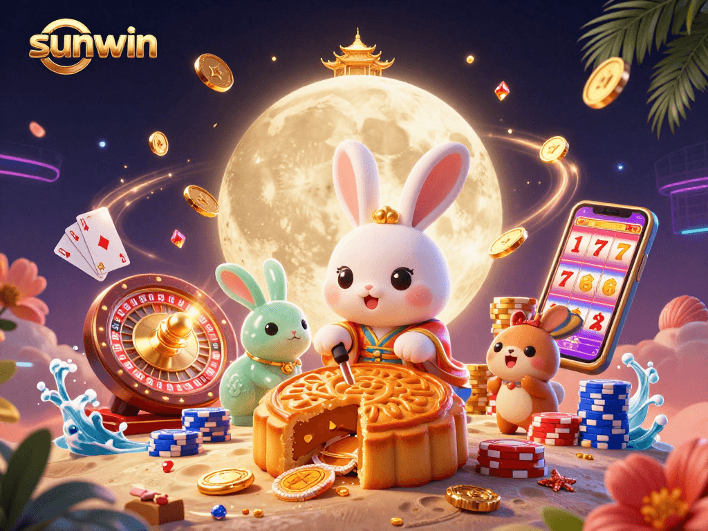 Engage with sunwin's thrilling game experience featuring a mystical moon rabbit and enticing casino elements.