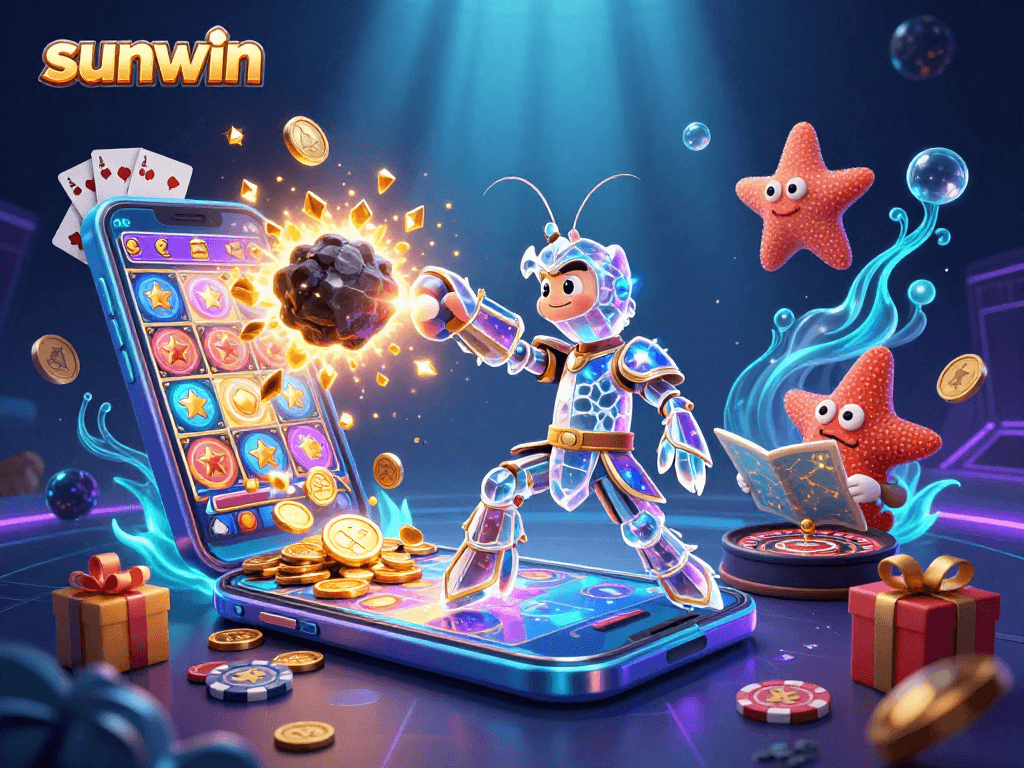 Engage with Sunwin's dazzling slot games while navigating through a vibrant cosmic gambling adventure.
