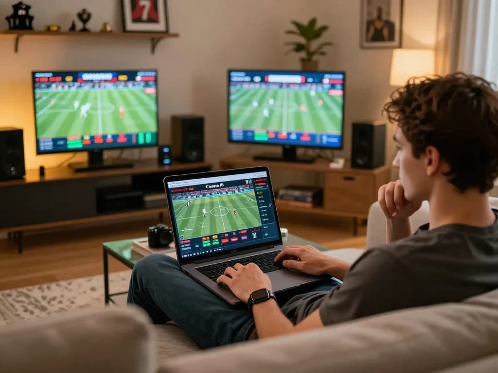 Engaging online sports betting experience with current kèo nhà cái hôm nay displayed on laptop