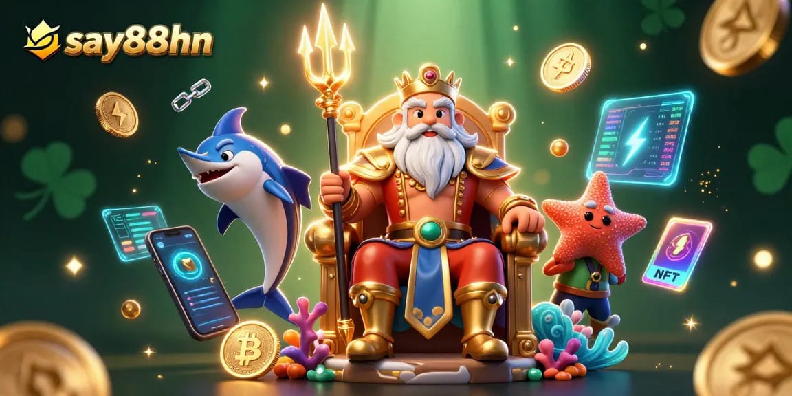 Experience thrilling gaming at say88hn with dynamic characters and crypto elements under a vibrant scene.