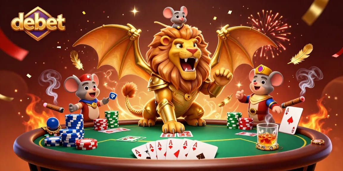 Experience thrilling poker action with DEBET at a vibrant casino scene.