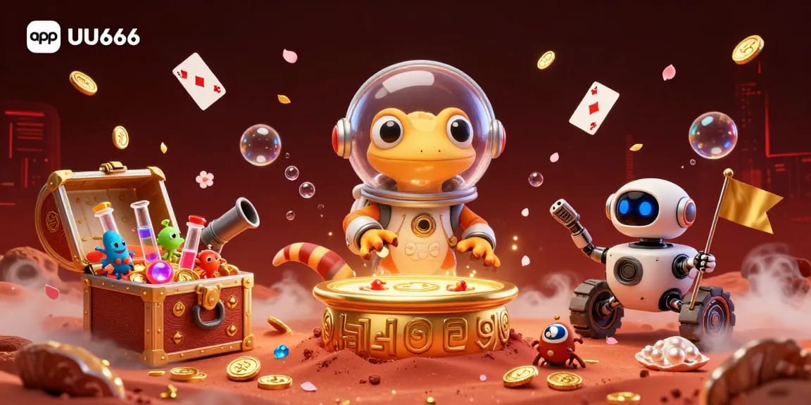Cheer along with the Martian gecko and its robot sidekick in the app UU666 casino adventure.