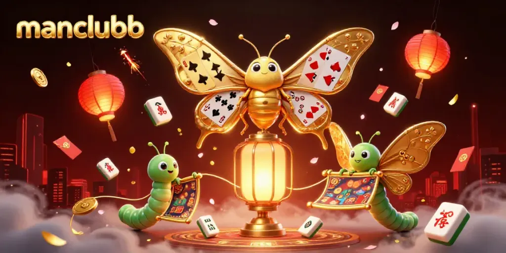 Experience the thrill of manclubb with a vibrant casino scene featuring a majestic atlas moth and golden gameplay elements.