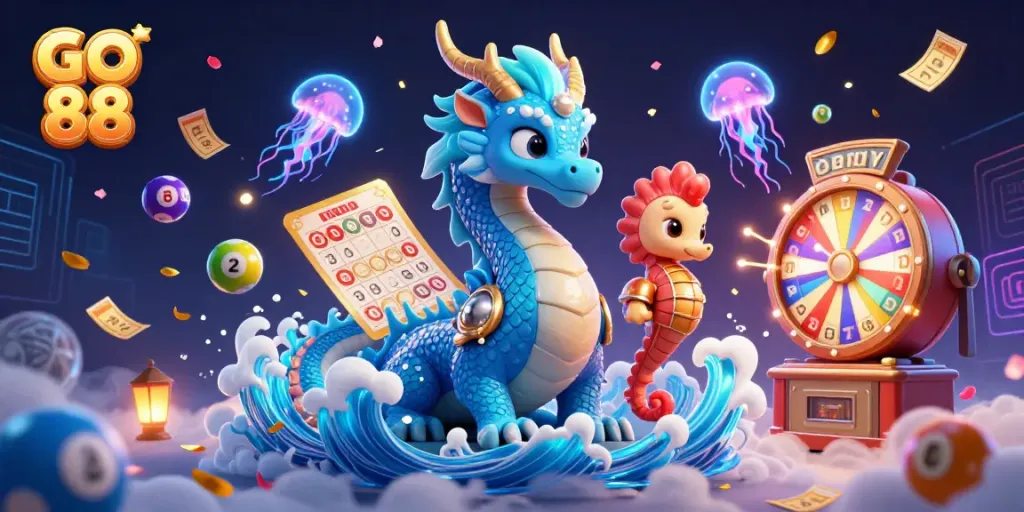 Experience thrilling gameplay at GO 88 with a vibrant underwater scene featuring energetic gambling elements.