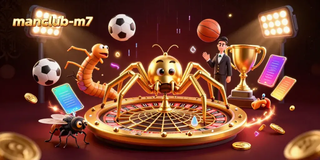 Bettors engage with the vibrant manclub-m7 casino atmosphere with sports elements, excitement, and dynamic interaction.