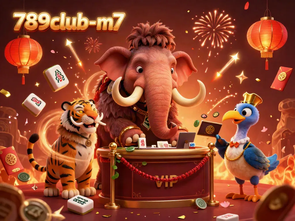 Join the action at 789club-m7 with a vibrant 3D casino scene featuring unique characters and festive elements.