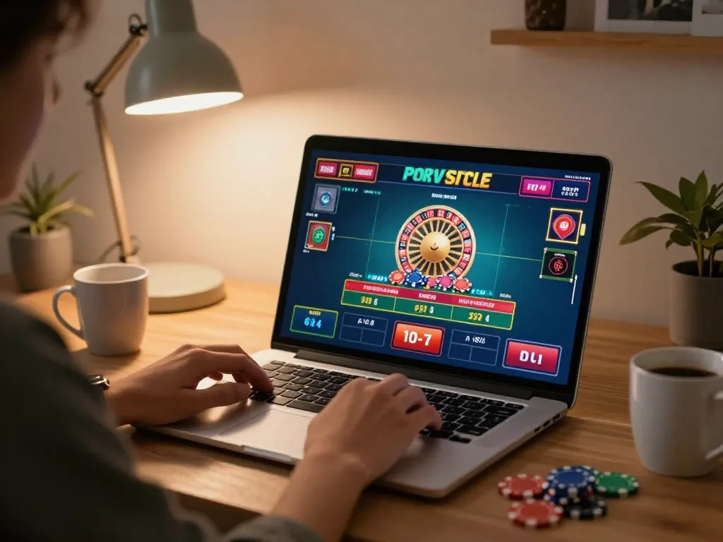 Engaging in online betting at the Website Game Terbaik with a roulette game interface on display.