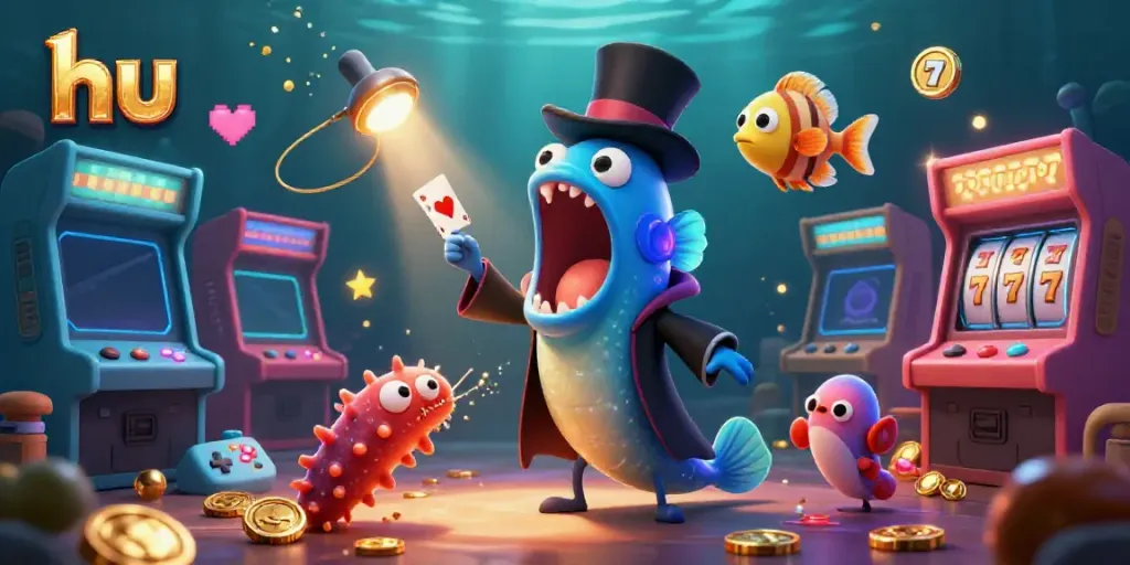 Engage in thrilling gameplay at hu with vibrant casino imagery featuring sea creatures and dynamic gaming elements.