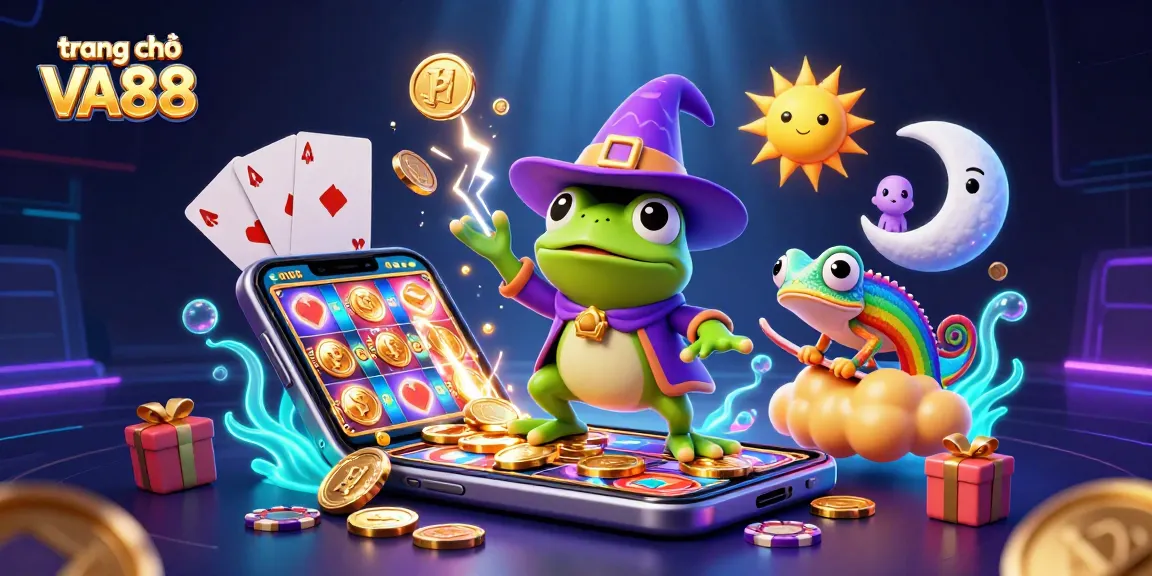 Experience the thrill of trang chủ VA88 as the wizard frog conjures golden coins in this vibrant casino scene.