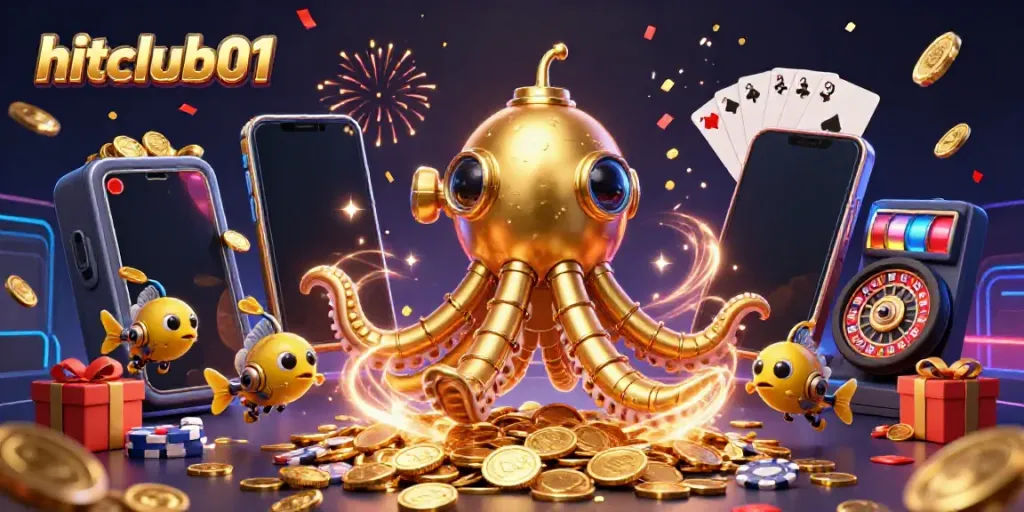 Spin slots and win as hitclub01's golden kraken rises from coins!