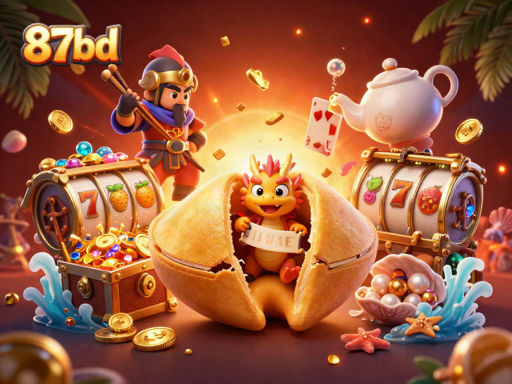 Win at 87bd with vibrant 3D rendered casino art showcasing engaging slot elements.