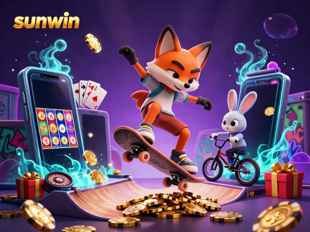 Celebrate the excitement of sunwin with dynamic characters showcasing thrilling casino games.