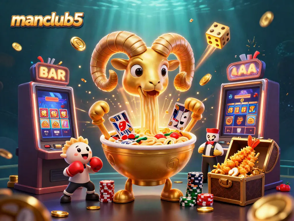 Experience thrilling wins with manclub5, showcasing a vibrant casino scene bursting with action and excitement.