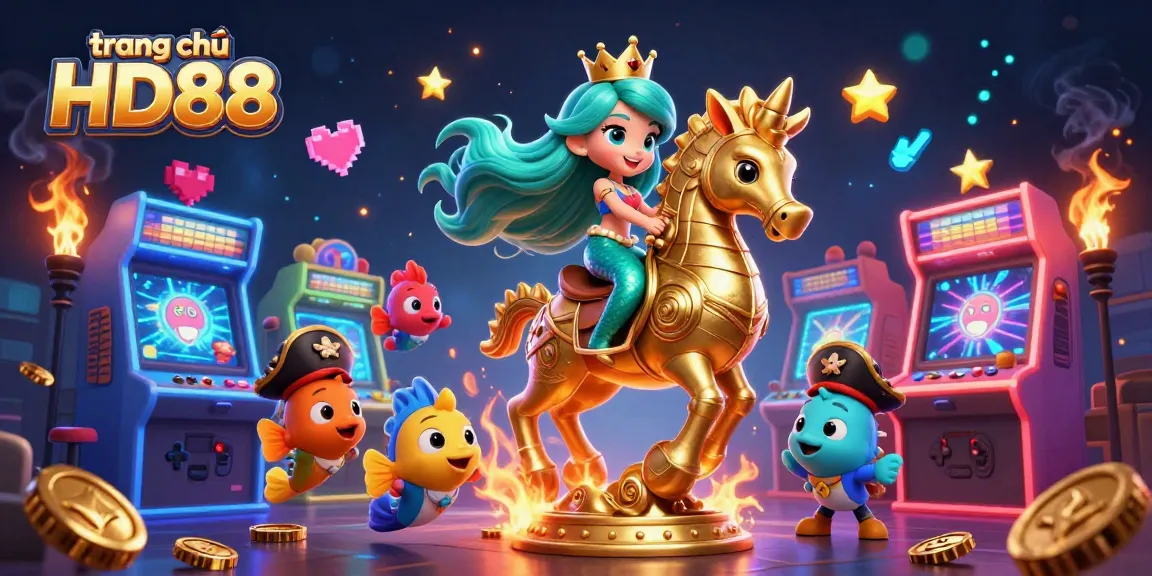 Engage with the vibrant gameplay at trang chủ HD88, featuring a magical mermaid and her seahorse in a colorful casino adventure.