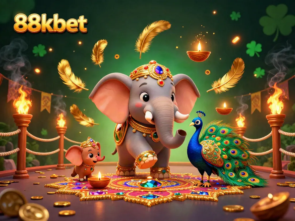 Experience thrilling adventures with 88kbet in this vibrant 3D casino illustration.