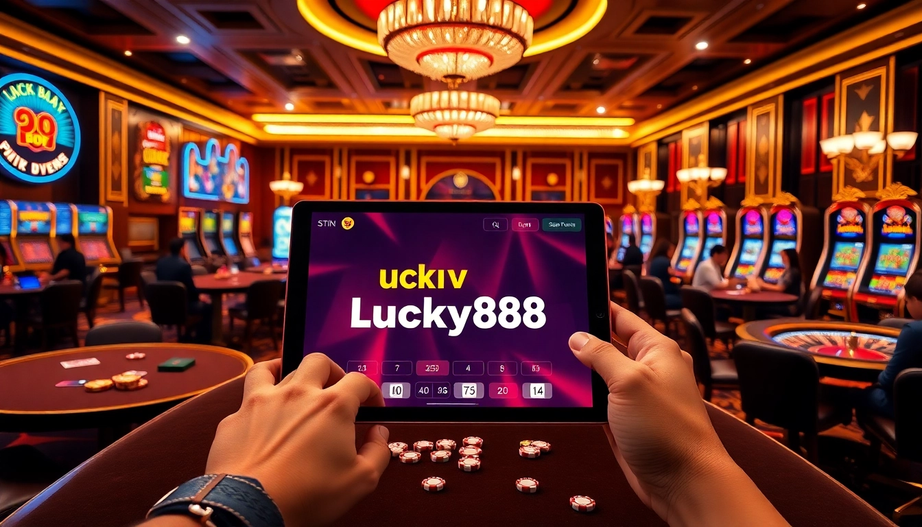 Engage in lucky88 fun with vibrant casino tables, slot machines, and online betting excitement.