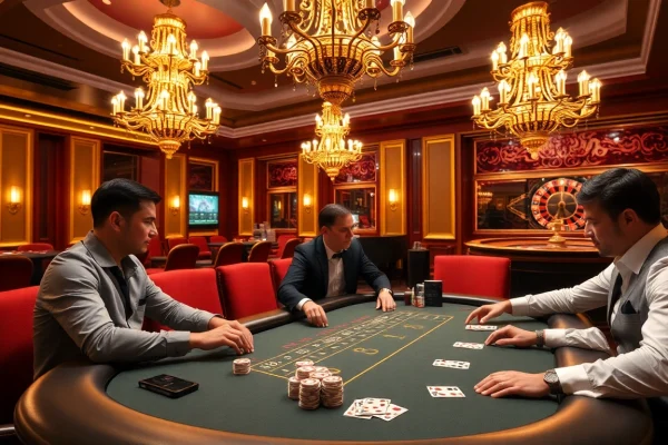 Experience the thrill of high-stakes poker at five88 .vin with vibrant visuals of luxury and excitement.