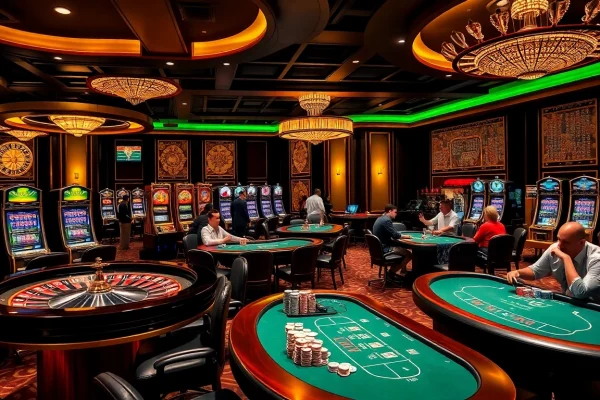 Experience the thrill of gambling at https://hay88.my/ with professional gaming tables, poker chips, and a luxurious atmosphere.