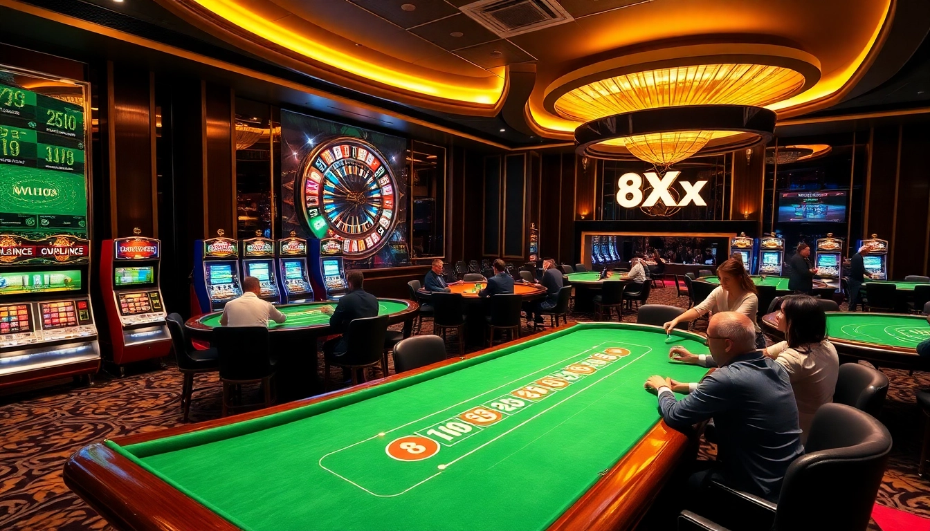 Experience the excitement of gambling at 8 XX with vibrant casino tables and engaging players.