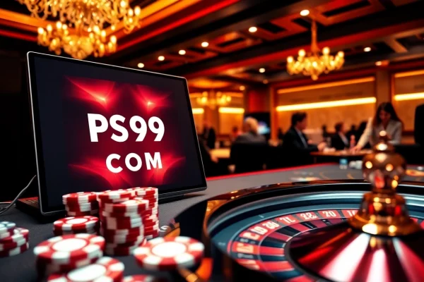 Exciting online gaming experience at PS99 COM with poker chips and roulette wheel