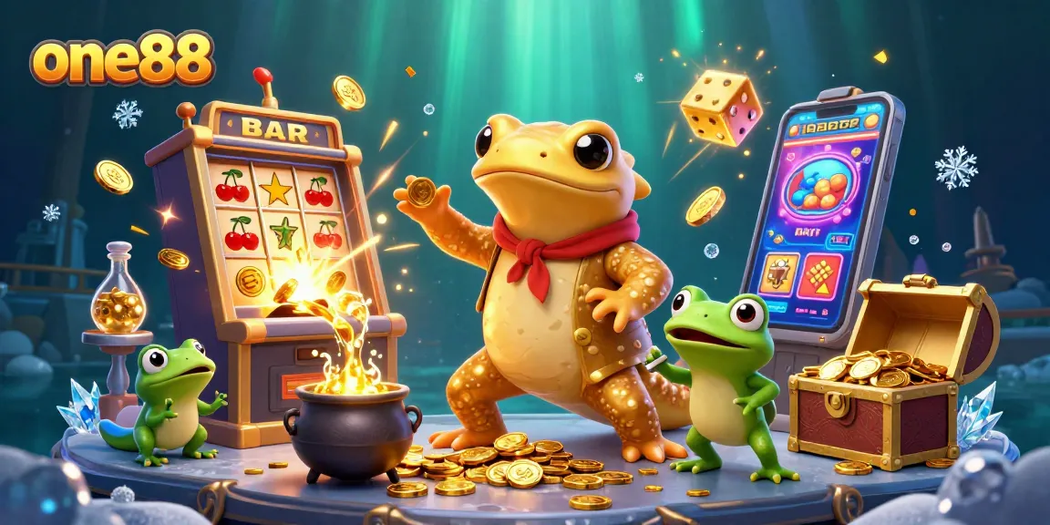 Experience thrilling gameplay with one88's exciting casino illustrations featuring gold coins and slot machines.