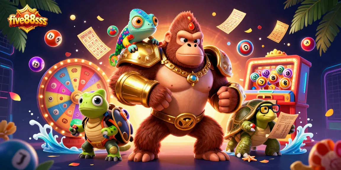 Join the adventure at five88sss with vibrant casino elements in this dynamic illustration.