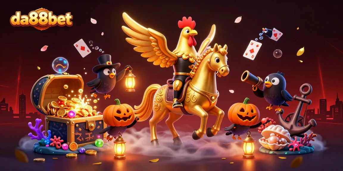 Experience winning jackpots with da88bet in a vibrant 3D casino scene featuring golden treasures and exciting game elements.