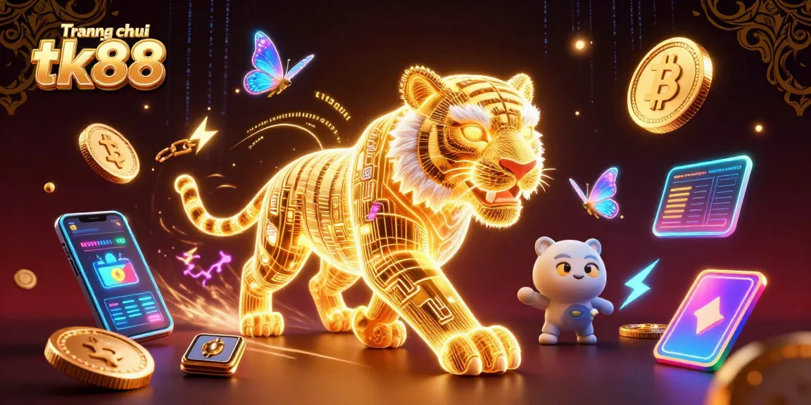 Experience thrilling gaming at Trang chủ tk88 with a dynamic digital casino scene featuring vibrant characters and rich crypto elements.
