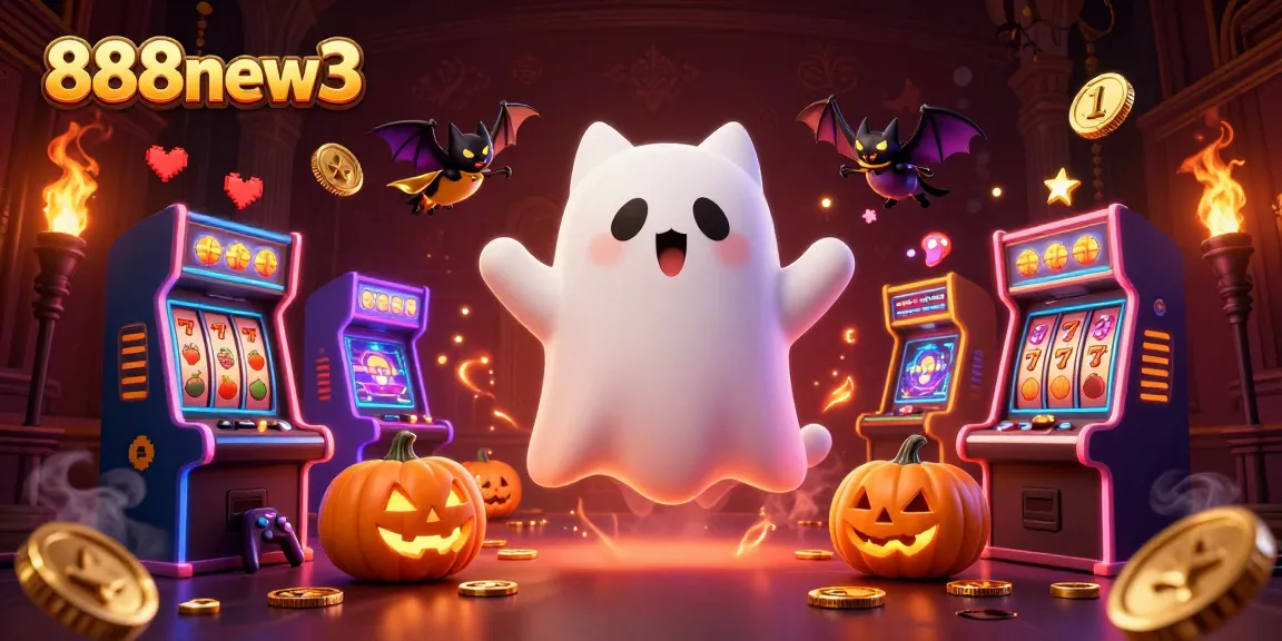 Experience thrilling slots at 888new3 with ghost cat and vampire bat in a haunted casino